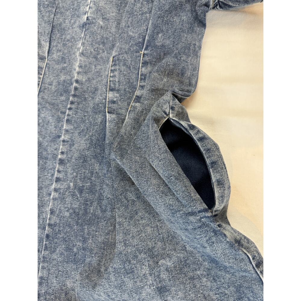 Bella Ella Boutique Denim Ruffle Romper Shorts Blue XL Medium Wash Y2K Festival - Picture 6 of 6